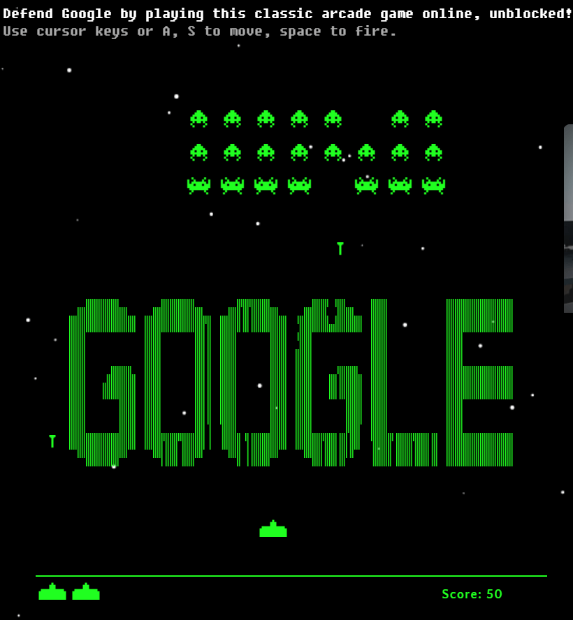 פולשי החלל של גוגל (Space Invaders)